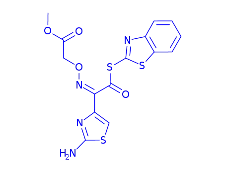 Molecular Structure of 246035-38-1 ((S)-2-Benzothiazolyl (Z)-2-(2-aminothiazole-4-yl)-2-methoxycarbonylmethoxyiminothioacetate)