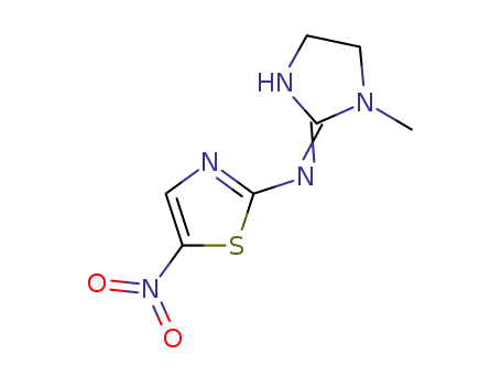 Molecular Structure of 31052-76-3 (N-(1-methyl-4,5-dihydro-1H-imidazol-2-yl)-5-nitro-1,3-thiazol-2-amine)