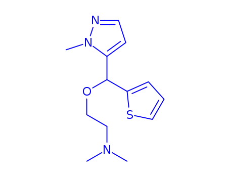 Molecular Structure of 247046-52-2 (N,N-Dimethyl-2-[(1-methyl-1H-pyrazol-5-yl)-2-thienylmethoxy]ethanamine)