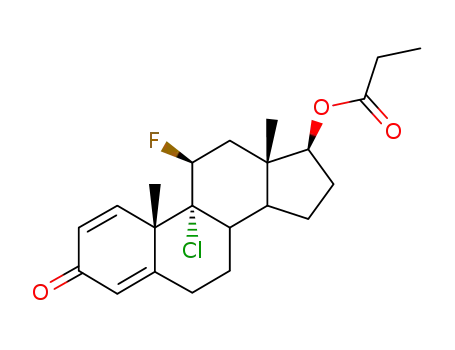 Molecular Structure of 3108-83-6 ((11beta,17beta)-9-chloro-11-fluoro-3-oxoandrosta-1,4-dien-17-yl propanoate)