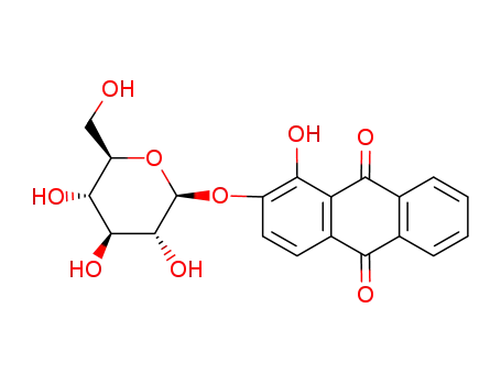 Molecular Structure of 31297-82-2 (1-hydroxy-9,10-dioxo-9,10-dihydroanthracen-2-yl beta-D-glucopyranoside)