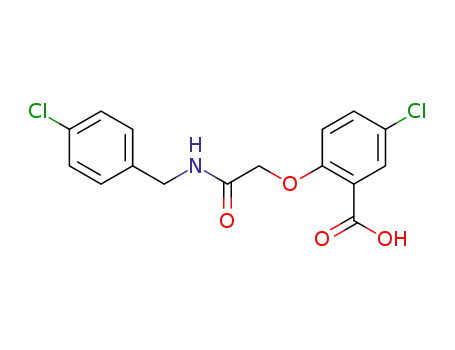 Molecular Structure of 24727-01-3 (5-chloro-2-{2-[(4-chlorobenzyl)amino]-2-oxoethoxy}benzoic acid)