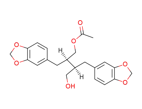 Molecular Structure of 112448-60-9 (1,4-Butanediol,2,3-bis(1,3-benzodioxol-5-ylmethyl)-, 1-acetate, (2R,3R)-)