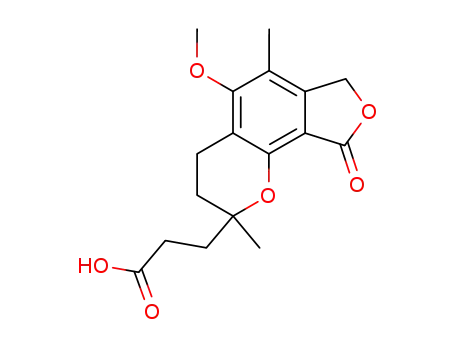 Molecular Structure of 24243-38-7 (3-(5-methoxy-2,6-dimethyl-9-oxo-3,4,7,9-tetrahydro-2H-furo[3,4-h]chromen-2-yl)propanoic acid)