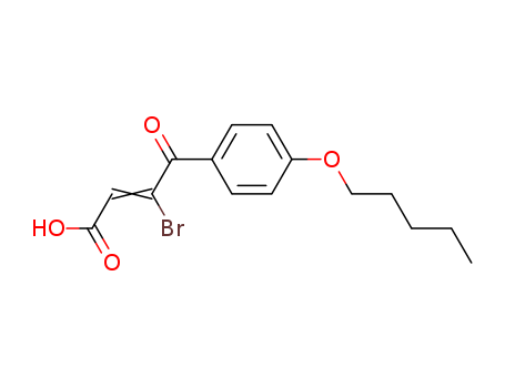 24740-92-9,Penberol,Acrylicacid, 3-bromo-3-[p-(pentyloxy)benzoyl]- (8CI);3-(4-Pentoxybenzoyl)-3-bromoacrylic acid; NSC 172760; b-4-Pentoxybenzoyl-b-bromoacrylic acid; b-4-Pentyloxybenzoyl-b-bromoacrylic acid