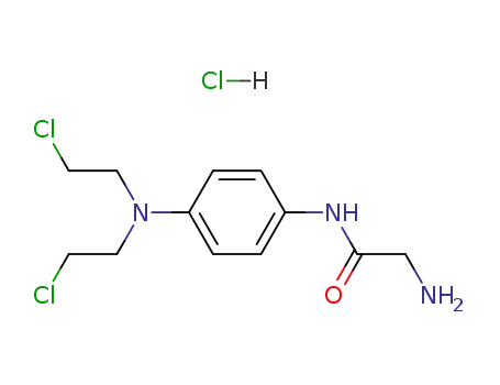Molecular Structure of 3131-20-2 (N,N-bis(2-chloroethyl)-4-(glycylamino)anilinium chloride)