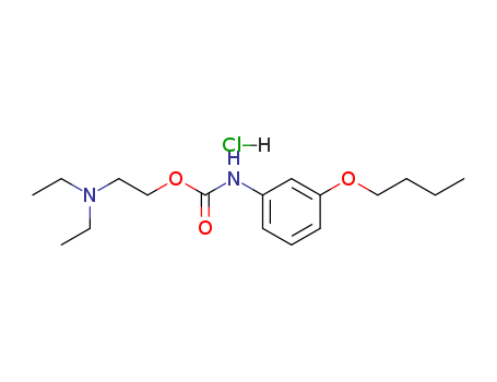 31363-07-2,K-45,Carbanilicacid, m-butoxy-, 2-(diethylamino)ethyl ester, hydrochloride (7CI); Carbanilicacid, m-butoxy-, 2-(diethylamino)ethyl ester, monohydrochloride (8CI);2-Diethylaminoethyl 3-butoxyphenylcarbamate hydrochloride; Diethylaminoethyl3-butoxyphenylcarbamate hydrochloride