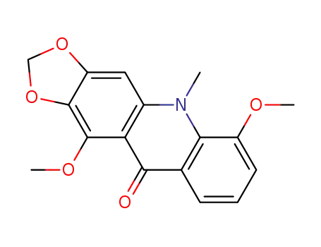 Molecular Structure of 24966-05-0 (6,11-Dimethoxy-5-methyl-1,3-dioxolo[4,5-b]acridin-10(5H)-one)