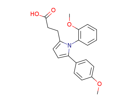 3150-65-0,3-[1-(2-methoxyphenyl)-5-(4-methoxyphenyl)-1H-pyrrol-2-yl]propanoic acid,Pyrrole-2-propionicacid, 1-(o-methoxyphenyl)-5-(p-methoxyphenyl)- (7CI,8CI); 1-(o-Methoxyphenyl)-5-(p-methoxyphenyl)pyrrole-2-propionicacid