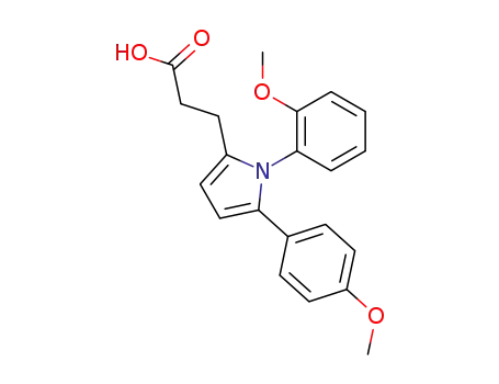 Molecular Structure of 3150-65-0 (3-[1-(2-methoxyphenyl)-5-(4-methoxyphenyl)-1H-pyrrol-2-yl]propanoic acid)