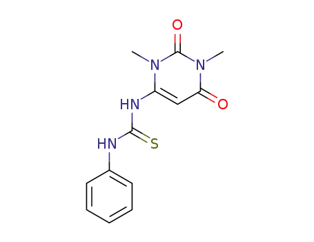 Molecular Structure of 31652-21-8 (1-(1,3-dimethyl-2,6-dioxo-1,2,3,6-tetrahydropyrimidin-4-yl)-3-phenylthiourea)