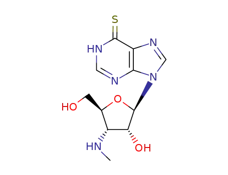 Molecular Structure of 25791-57-5 (9-[3-deoxy-3-(methylamino)pentofuranosyl]-3,9-dihydro-6H-purine-6-thione)