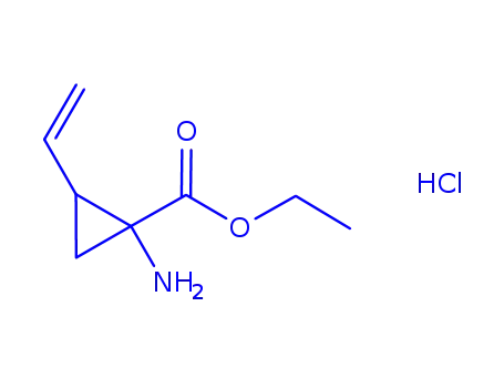 Molecular Structure of 259214-54-5 (Cyclopropanecarboxylic acid, 1-amino-2-ethenyl-, ethyl ester, hydrochloride (1:1),(1R,2S)-rel-)