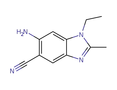 Molecular Structure of 3182-09-0 (5-Benzimidazolecarbonitrile,6-amino-1-ethyl-2-methyl-(7CI,8CI))