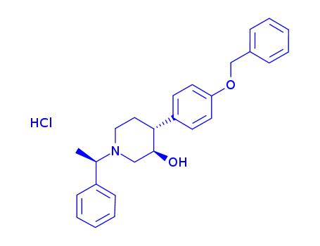 Molecular Structure of 257938-65-1 ((3R,4R)-4-(4-(benzyloxy)phenyl)-1-((R)-1-phenylethyl)piperidin-3-ol hydrochloride)