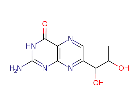 Molecular Structure of 2582-88-9 (4(3H)-Pteridinone, 2-amino-7-(1,2-dihydroxypropyl) Isobiopterin)