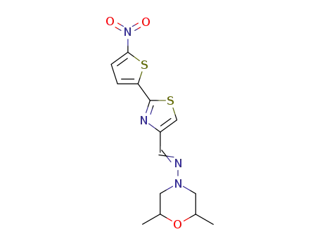 Molecular Structure of 31898-45-0 (2,6-Dimethyl-N-((2-(5-nitro-2-thienyl)-4-thiazolyl)methylene)-4-morpho linamine)