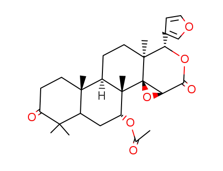 Molecular Structure of 2629-11-0 ((13α,17aα)-7α-(Acetyloxy)-14β,15β:21,23-diepoxy-4,4,8-trimethyl-D-homo-24-nor-17-oxa-5α-chola-20,22-diene-3,16-dione)