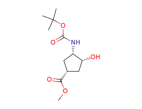 Molecular Structure of 321744-23-4 ((1S,2R,4R)-N-BOC-1-AMINO-2-HYDROXYCYCLOPENTANE-4-CARBOXYLIC ACID METHYL ESTER)