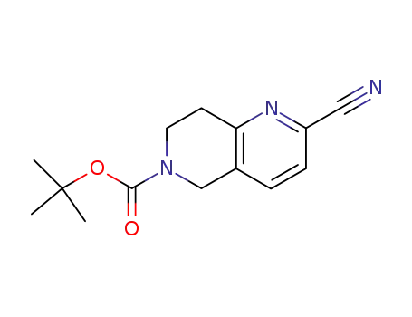 Molecular Structure of 259809-46-6 (TERT-BUTYL 2-CYANO-7,8-DIHYDRO-1,6-NAPHTHYRIDINE-6(5H)-CARBOXYLATE)