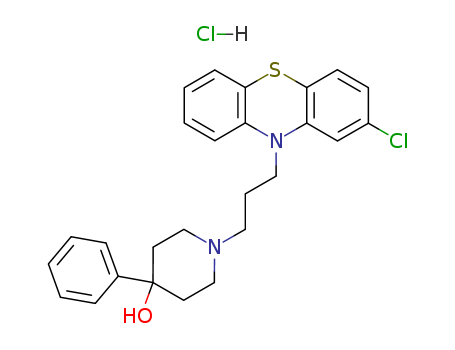 26368-99-0,1-[3-(2-chloro-10H-phenothiazin-10-yl)propyl]-4-phenylpiperidin-4-ol hydrochloride (1:1),4-Piperidinol,1-[3-(2-chloro-10H-phenothiazin-10-yl)propyl]-4-phenyl-, monohydrochloride(9CI); 4-Piperidinol, 1-[3-(2-chlorophenothiazin-10-yl)propyl]-4-phenyl-,monohydrochloride (8CI)