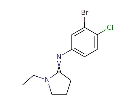 Molecular Structure of 27052-73-9 (3-bromo-4-chloro-N-[(2E)-1-ethylpyrrolidin-2-ylidene]aniline)