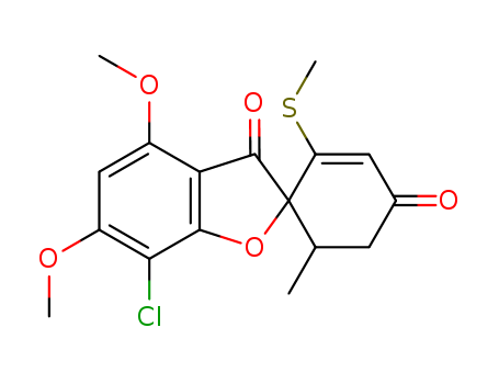 26881-62-9,7-Chloro-4,6-dimethoxy-6'-methyl-2'-(methylthio)spiro[benzofuran-2(3H),1'-[2]cyclohexene]-3,4'-dione,NSC 75933