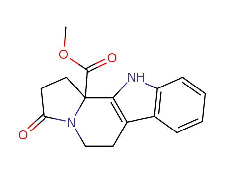 Molecular Structure of 79888-13-4 (methyl 2,3,5,6,11,11b-hexahydro-3-oxo-1H-indolizino<8,7-b>indole-11b-carboxylate)