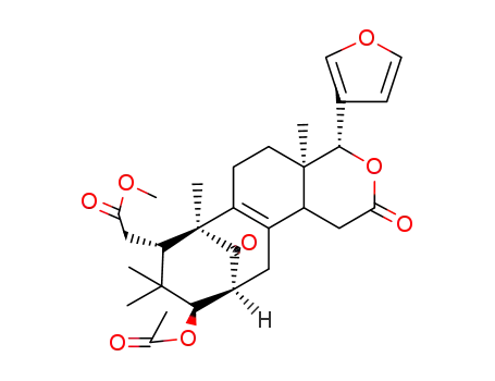 Molecular Structure of 26947-08-0 ((4R)-10α-Acetoxy-4β-(3-furyl)-1,4,4a,5,6,7,8,9,10,11,12,12bβ-dodecahydro-4aβ,7,9,9-tetramethyl-2,13-dioxo-7β,11β-methano-2H-cycloocta[f][2]benzopyran-8β-acetic acid methyl ester)