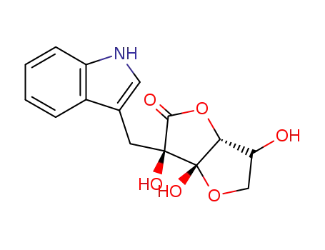 Molecular Structure of 8075-99-8 ((3aS,6S,6aR)-3,3a,6-trihydroxy-3-(1H-indol-3-ylmethyl)tetrahydrofuro[3,2-b]furan-2(3H)-one (non-preferred name))