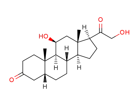 Molecular Structure of 566-01-8 (5B-PREGNANE-11B,21-DIOL-3,20-DIONE)