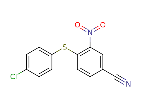 Molecular Structure of 27917-77-7 (4-[(4-CHLOROPHENYL)SULFANYL]-3-NITROBENZENECARBONITRILE)