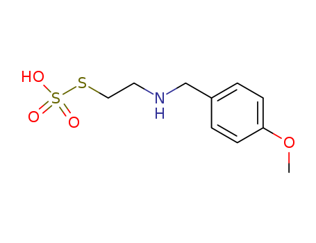 27976-16-5,S-{2-[(4-methoxybenzyl)amino]ethyl} hydrogen sulfurothioate,Thiosulfuricacid (H2S2O3), S-[2-[[(4-methoxyphenyl)methyl]amino]ethyl] ester (9CI); Thiosulfuricacid, S-[2-[(p-methoxybenzyl)amino]ethyl] ester (8CI); Ethanethiol,2-[(p-methoxybenzyl)amino]-, hydrogen sulfate (ester) (8CI); WR 4701