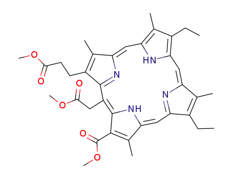 Molecular Structure of 28211-96-3 (methyl 7,12-diethyl-20-(2-methoxy-2-oxoethyl)-18-(3-methoxy-3-oxopropyl)-3,8,13,17-tetramethylporphyrin-2-carboxylate)