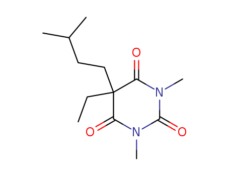 28239-46-5,5-Ethyl-1,3-dimethyl-5-(3-methylbutyl)-2,4,6(1H,3H,5H)-pyrimidinetrione,Barbituricacid, 5-ethyl-5-isopentyl-1,3-dimethyl- (6CI,8CI); 1,3-Dimethylamobarbital;Dimethylamobarbital; N,N'-Dimethylamobarbital; NSC 47358