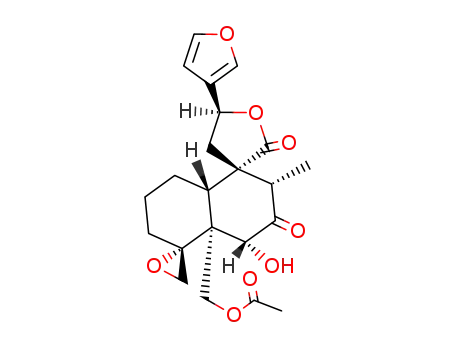 Molecular Structure of 28393-22-8 ((2'S,3S,4'R,4'aR,5S,5'R,8'aS)-2'-Methyl-4'-hydroxy-4'a-(acetoxymethyl)-5-(3-furyl)-4,4',4'a,5,6',7',8',8'a-octahydrodispiro[furan-3(2H),1'(5'H)-naphthalene-5',2''-oxirane]-2,3'(2'H)-dione)