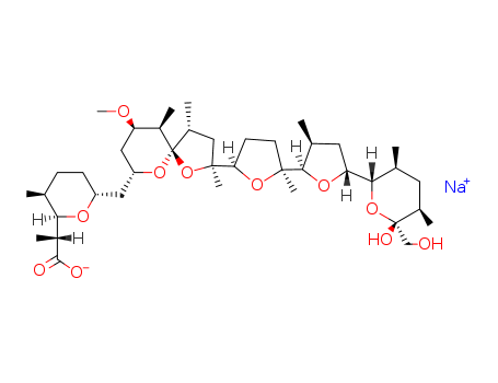 28643-80-3,Nigericin sodium salt,Nigericin,monosodium salt (8CI,9CI); 1,6-Dioxaspiro[4.5]decane, nigericin deriv.; NSC292567; Nigericin sodium salt; Sodium nigericin