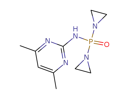 Molecular Structure of 3408-51-3 (P,P-bis(aziridin-1-yl)-N-(4,6-dimethylpyrimidin-2-yl)phosphinic amide)