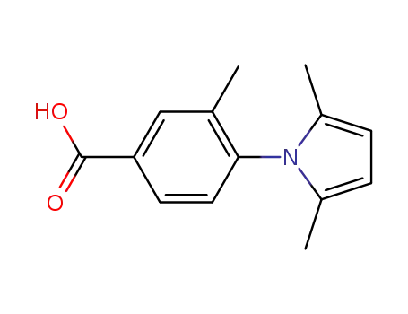 Molecular Structure of 340312-91-6 (4-(2,5-dimethyl-1H-pyrrol-1-yl)-3-methylbenzoic acid)