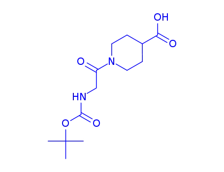 Molecular Structure of 345955-48-8 (1-(2-TERT-BUTOXYCARBONYLAMINO-ACETYL)-PIPERIDINE-4-CARBOXYLIC ACID)