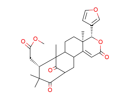 Molecular Structure of 3463-88-5 (4-(3-Furyl)-4,4a,5,6,6a,7,8,9,10,11,12,12a-dodecahydro-4a,7,9,9-tetramethyl-2,10,13-trioxo-7,11-methano-2H-cycloocta[f][2]benzopyran-8-acetic acid methyl ester)