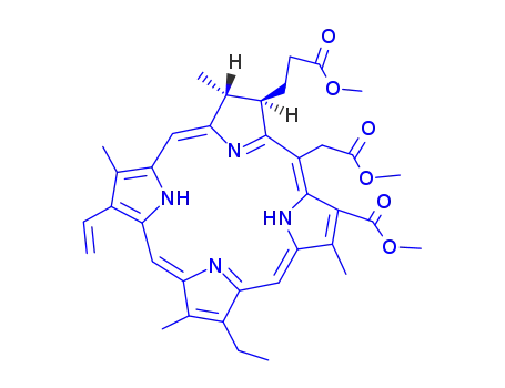 Molecular Structure of 35038-32-5 (methyl (2S-trans)-13-ethyl-2,3-dihydro-18-(methoxycarbonyl)-20-(2-methoxy-2-oxoethyl)-3,7,12,17-tetramethyl-8-vinyl-21H,23H-porphine-2-propionate)