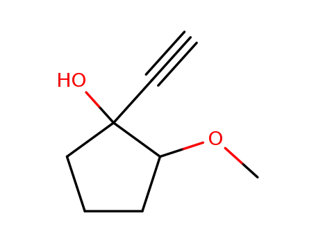 Molecular Structure of 35505-63-6 (Cyclopentanol, 1-ethynyl-2-methoxy-, trans- (9CI))