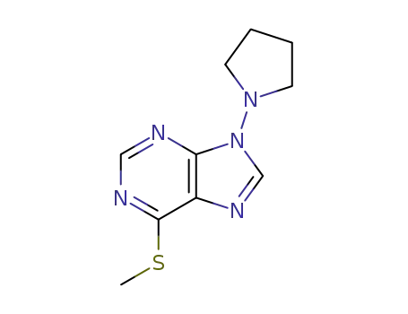 Molecular Structure of 37154-85-1 (6-(methylsulfanyl)-9-(pyrrolidin-1-yl)-9H-purine)