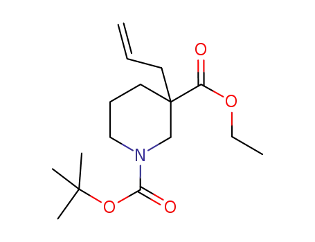 Molecular Structure of 374795-32-1 (1,3-Piperidinedicarboxylic acid, 3-(2-propen-1-yl)-, 1-(1,1-dimethylethyl) 3-ethyl ester)