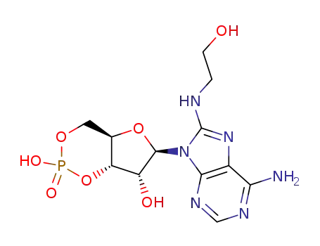 Molecular Structure of 33823-17-5 (8-hydroxyethylaminoadenosine 3',5'-monophosphate)
