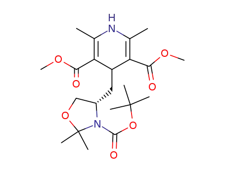 Molecular Structure of 596828-11-4 ((4''S)-4-(3''-tert-butoxycarbonyl-2'',2''-dimethyloxazolidin-4''-ylmethyl)-2,6-dimethyl-1,4-dihydropyridine-3,5-dicarboxylic acid dimethyl ester)