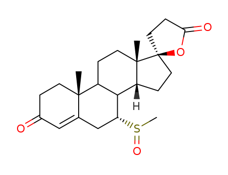 38753-75-2,7alpha-(methylthio)spironolactone S-oxide,Spiro[17H-cyclopenta[a]phenanthrene-17,2'(5'H)-furan],pregn-4-ene-21-carboxylic acid deriv.; 3-(3-Oxo-7a-methylsulfinyl-17b-hydroxy-4-androsten-17a-yl)propionic acid g-lactone