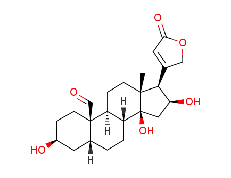 Molecular Structure of 468-17-7 (19-Oxo-3β,14,16β-trihydroxy-5β-card-20(22)-enolide)