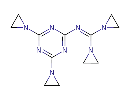 Molecular Structure of 4700-90-7 (4,6-bis(aziridin-1-yl)-N-[bis(aziridin-1-yl)methylidene]-1,3,5-triazin-2-amine)